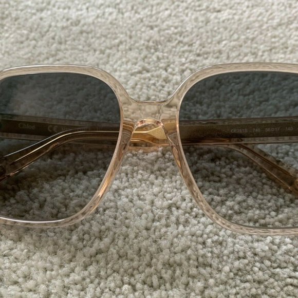 CHLOE WILLOW 56mm Oversized Square Sunglasses in Peach MSRP$420 Rare Find - Picture 2 of 12